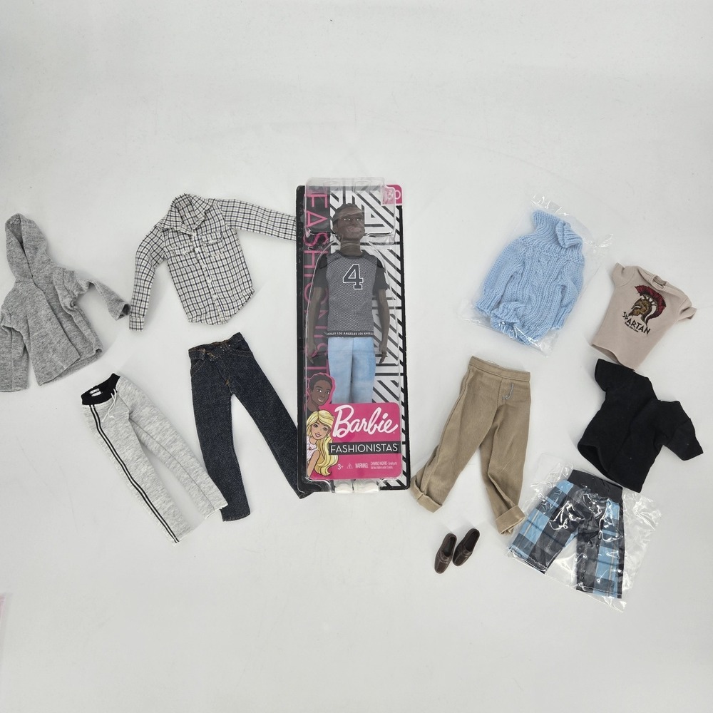Barbie Fashionistas Ken Doll #130 GDV13 Slim Braids NRFB Clothes Lot Mattel 2019